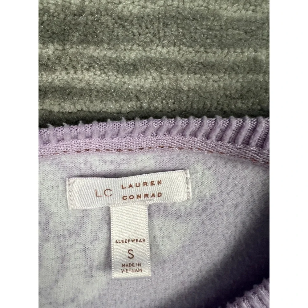 LC Lauren Conrad Sweatshirt Women Small Purple Floral Rose Sleepwear Top Relaxed